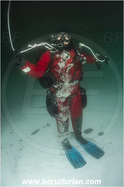 Lake, Murska Sobota, Slovenia, Ice diving, Diver, Up-side-down