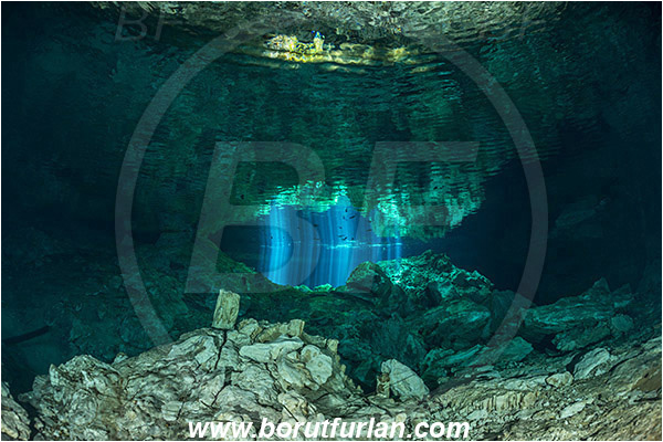 Cave, Tajma Ha, Cenotes, Tulum, Yucatan, Mexico, Reflection, Light ray
