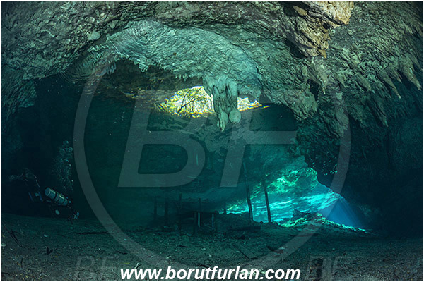 Cave, Dream gate, Cenotes, Tulum, Yucatan, Mexico, Entrance, Diver