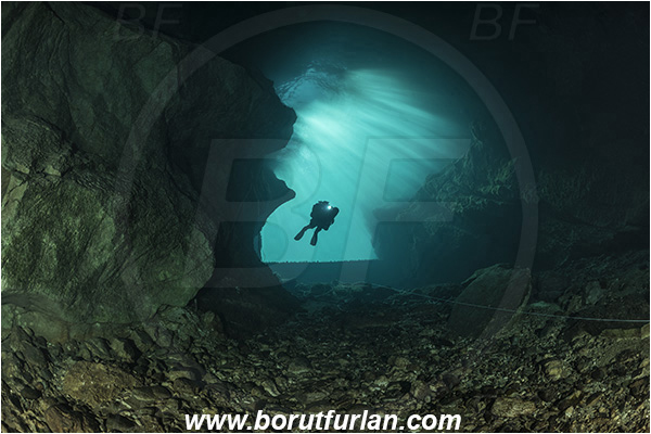 Cave, Crno Vrelo, Salakovac, Mostar, Bosnia and Herzegovina, Diver, Entrance, Scooter