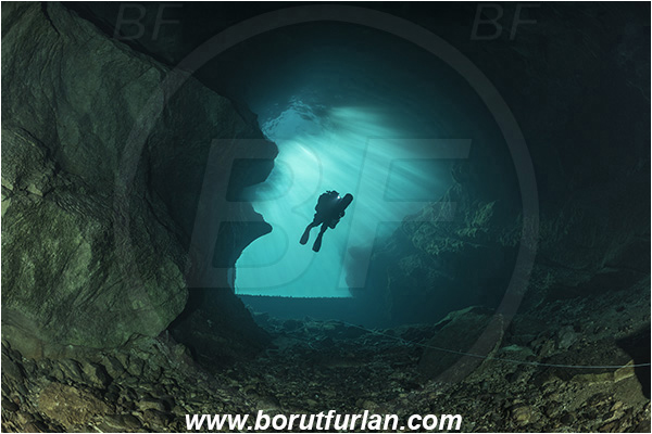 Cave, Crno Vrelo, Salakovac, Mostar, Bosnia and Herzegovina, Diver, Entrance, Scooter