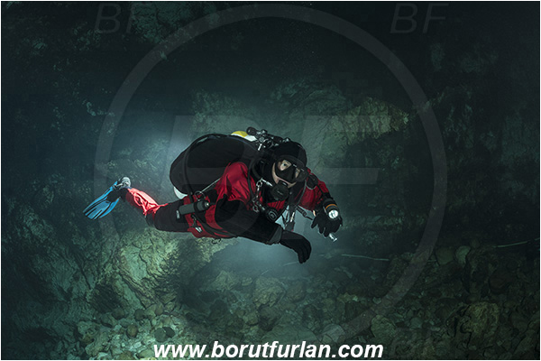 Cave, Crno Vrelo, Salakovac, Mostar, Bosnia and Herzegovina, Diver, Backlight, Backlit