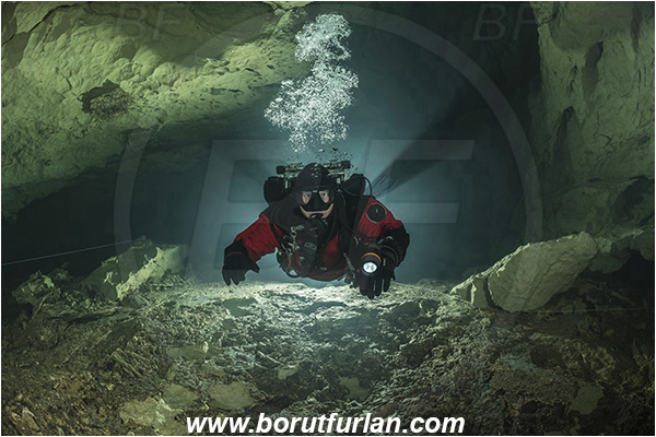 Cave, Crno Oko, Grabovica, Mostar, Bosnia and Herzegovina, Diver, Backlight, Backlit