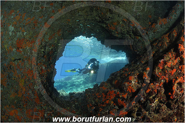 Island Vis, Croatia, Adriatic sea, Mediterranean sea, Reef, Cave, Rocks, Diver