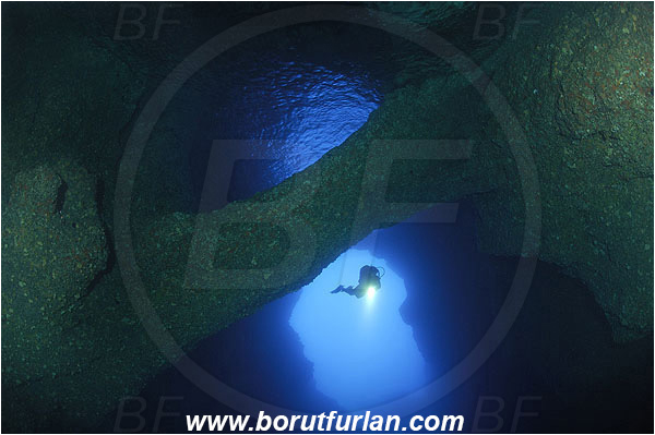 Island Bisevo, Croatia, Adriatic sea, Mediterranean sea, Reef, Cave, Blue cave, Stone bridge, Diver