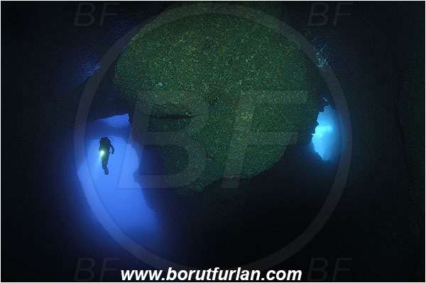 Island Bisevo, Croatia, Adriatic sea, Mediterranean sea, Reef, Cave, Blue cave, Stone bridge, Diver
