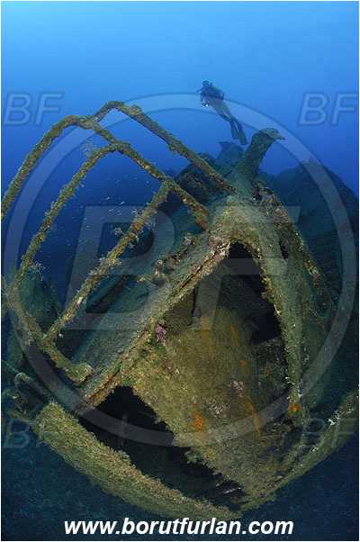 Kas, Turkey, Mediterranean sea, Wreck, Diver