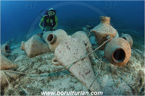 Kas, Turkey, Mediterranean sea, Amphora, Amphoras, Sand, Diver