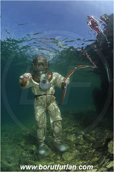 Piran, Slovenia, Adriatic sea, Mediterranean sea, Diver, Scafander, History, Heavy diver, Reef