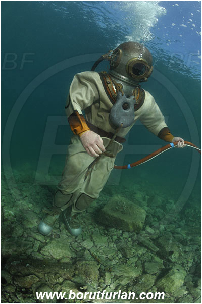 Piran, Slovenia, Adriatic sea, Mediterranean sea, Diver, Scafander, History, Heavy diver, Reef