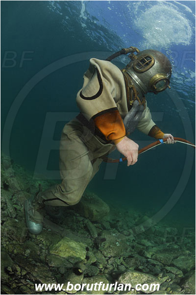 Piran, Slovenia, Adriatic sea, Mediterranean sea, Diver, Scafander, History, Heavy diver, Reef