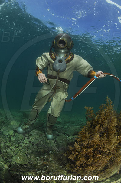 Piran, Slovenia, Adriatic sea, Mediterranean sea, Diver, Scafander, History, Heavy diver, Reef