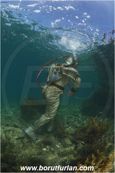 Piran, Slovenia, Adriatic sea, Mediterranean sea, Diver, Scafander, History, Heavy diver, Reef