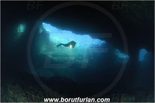 Island Korcula, Croatia, Adriatic sea, Mediterranean sea, Reef, Cave, Canyon, Diver, Stone bridge