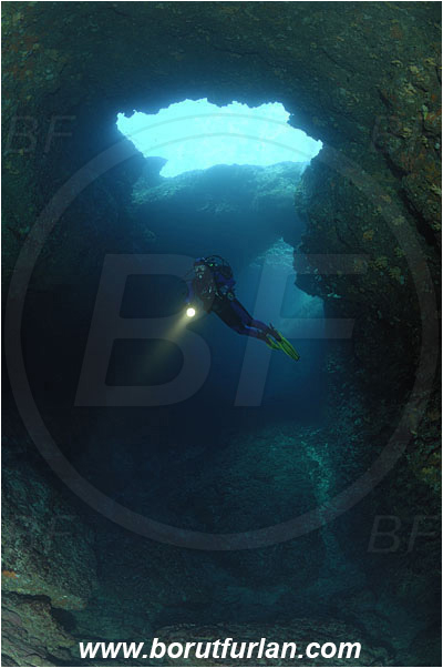 Island Korcula, Croatia, Adriatic sea, Mediterranean sea, Reef, Cave, Canyon, Diver, Stone bridge