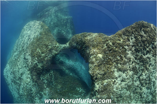 Island Susac, Croatia, Adriatic sea, Mediterranean sea, Reef, Wall, Window