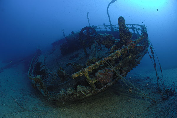 Island Vis, Croatia, Adriatic sea, Mediterranean sea, Wreck Teti, Wreck, Teti, Stern, Steering wheel