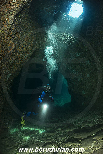 Pula, Istria, Croatia, Adriatic sea, Mediterranean sea, Cave, Diver, Light ray