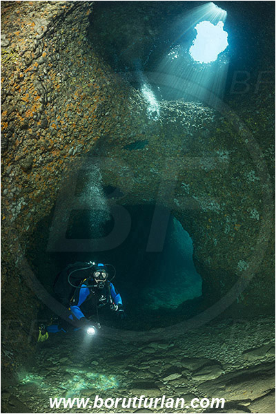 Pula, Istria, Croatia, Adriatic sea, Mediterranean sea, Cave, Diver, Light ray