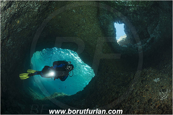 Pula, Istria, Croatia, Adriatic sea, Mediterranean sea, Cave, Diver