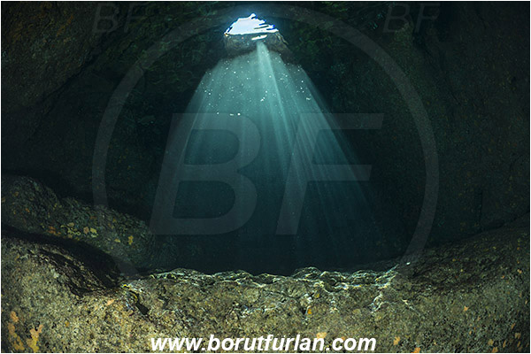 Island Susac, Croatia, Adriatic sea, Mediterranean sea, Reef, Cave, Light rays