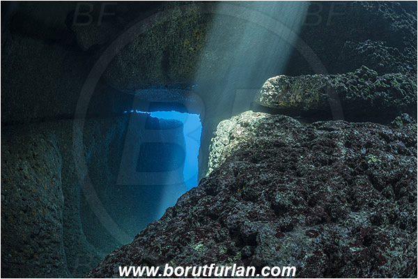 Island Susac, Croatia, Adriatic sea, Mediterranean sea, Reef, Cave, Light rays, Canyon