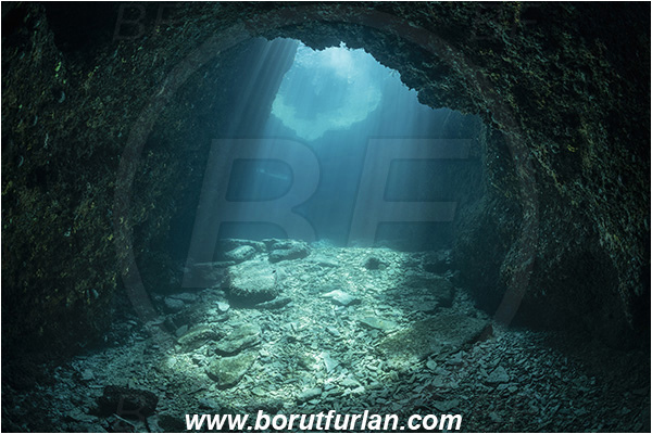 Island Dugi otok, Croatia, Adriatic sea, Mediterranean sea, Reef, Canyon, Light rays, Cave