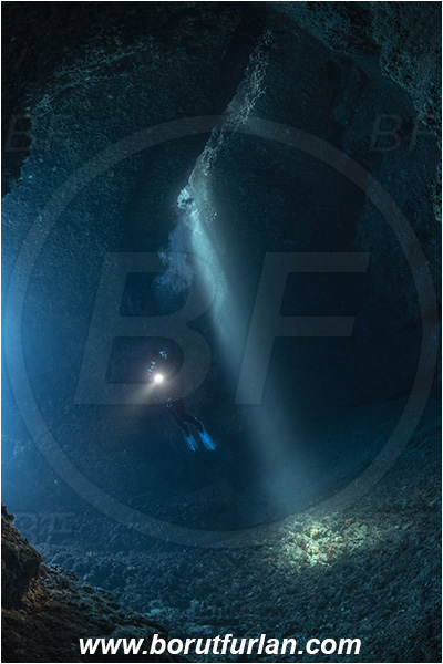 Island Vis, Croatia, Adriatic sea, Mediterranean sea, Reef, Cave, Diver, Light rays