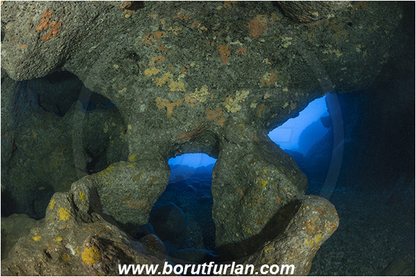 Island Svetac, Croatia, Adriatic sea, Mediterranean sea, Reef, Cave, Cave Corno Ploca, Rocks