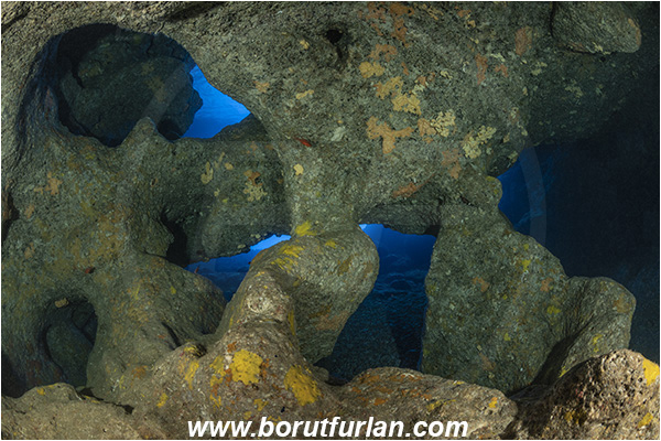 Island Svetac, Croatia, Adriatic sea, Mediterranean sea, Reef, Cave, Cave Corno Ploca, Rocks
