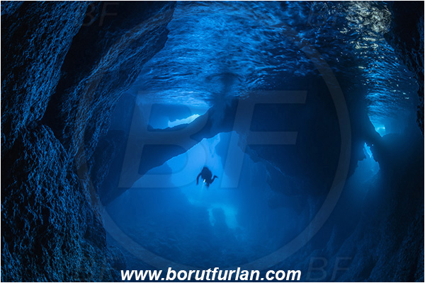 Island Bisevo, Croatia, Adriatic sea, Mediterranean sea, Reef, Cave, Blue cave, Diver