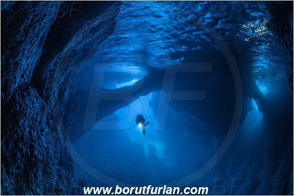 Island Bisevo, Croatia, Adriatic sea, Mediterranean sea, Reef, Cave, Blue cave, Diver