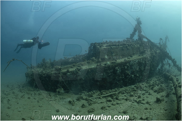 Fiesa, Slovenia, Adriatic sea, Mediterranean sea, Wreck, Boat, Diver, Underwater Scooter