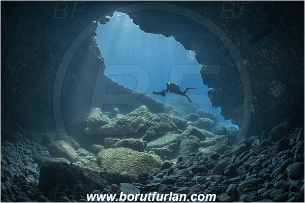 Island Vis, Croatia, Adriatic sea, Mediterranean sea, Reef, Cave, Diver, Underwater scooter
