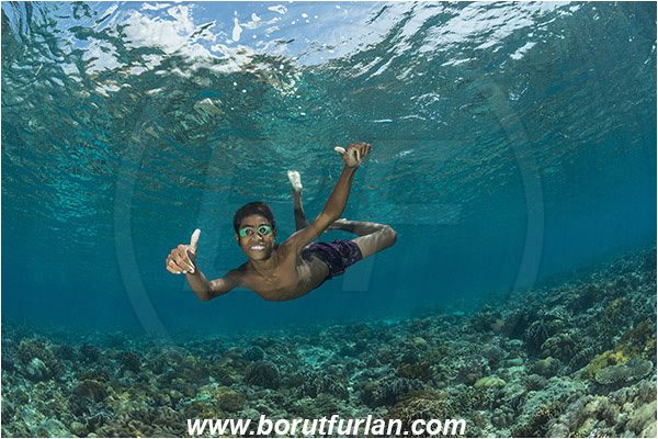 Pantar, Alor, Indonesia, Reef, Native diver, Boy