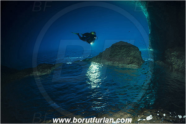 Island Vis, Croatia, Adriatic sea, Mediterranean sea, Reef, Cave, Diver, Upside down