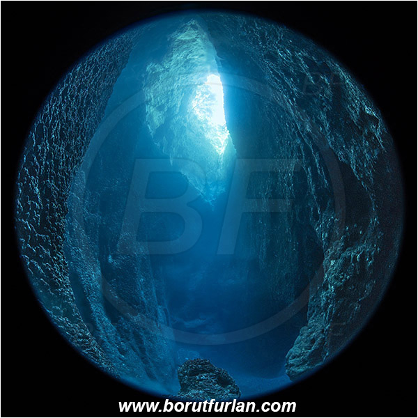 Island Susac, Croatia, Adriatic Sea, Mediterranean sea, Cave, Circular image, Circular Fisheye lens