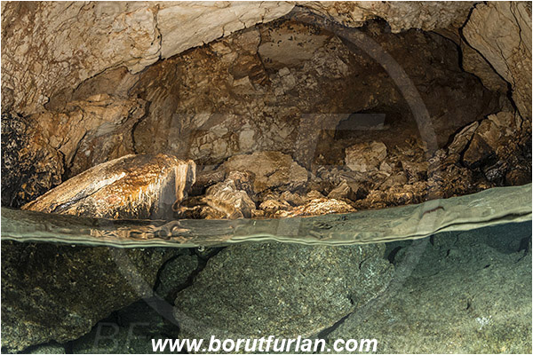Island Lastovo, Croatia, Adriatic Sea, Mediterranean sea, Cave, Split-shot, Over-under