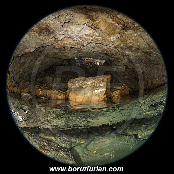Island Lastovo, Croatia, Adriatic Sea, Mediterranean sea, Cave, Split-shot, Over-under, Circular image, Circular Fisheye lens
