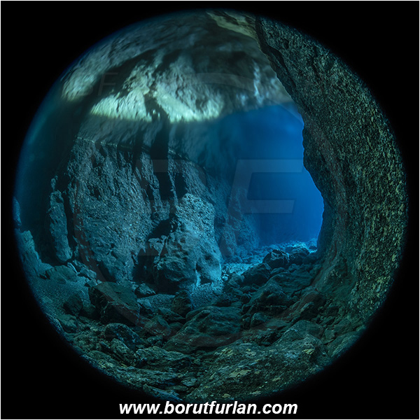 Island Bisevo, Croatia, Adriatic sea, Mediterranean sea, Reef, Cave, Medvidina cave, Canyon, Circular image, Circular Fisheye lens