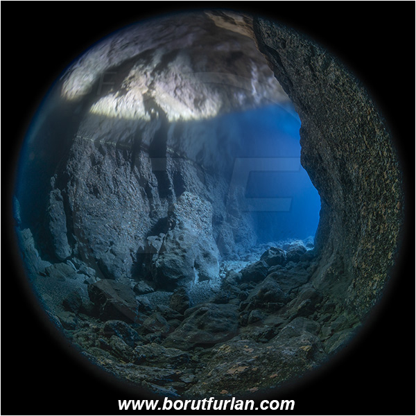Island Bisevo, Croatia, Adriatic sea, Mediterranean sea, Reef, Cave, Medvidina cave, Canyon, Circular image, Circular Fisheye lens