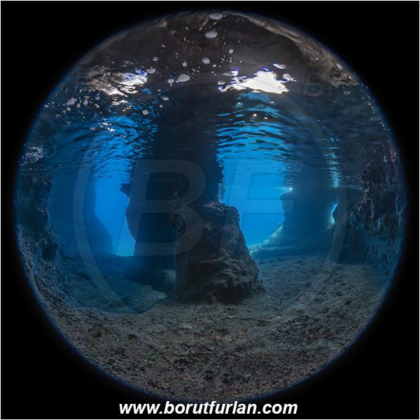 Island Vis, Croatia, Adriatic sea, Mediterranean sea, Reef, Cave, Pillar, Rocks, Circular image, Circular Fisheye lens