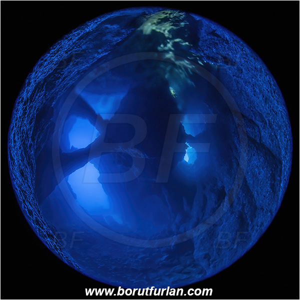 Island Bisevo, Croatia, Adriatic sea, Mediterranean sea, Reef, Cave, Blue cave, HDR, High dynamic range, Circular image, Circular Fisheye lens