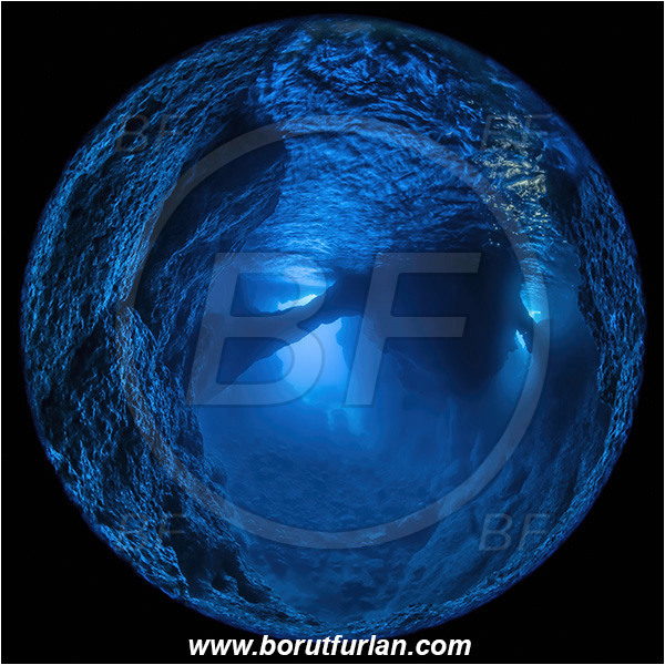 Island Bisevo, Croatia, Adriatic sea, Mediterranean sea, Reef, Cave, Blue cave, HDR, High dynamic range, Circular image, Circular Fisheye lens