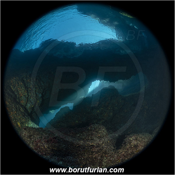Island Susac, Croatia, Adriatic Sea, Mediterranean sea, Cave, Circular image, Circular Fisheye lens, Bridge, Sea lake