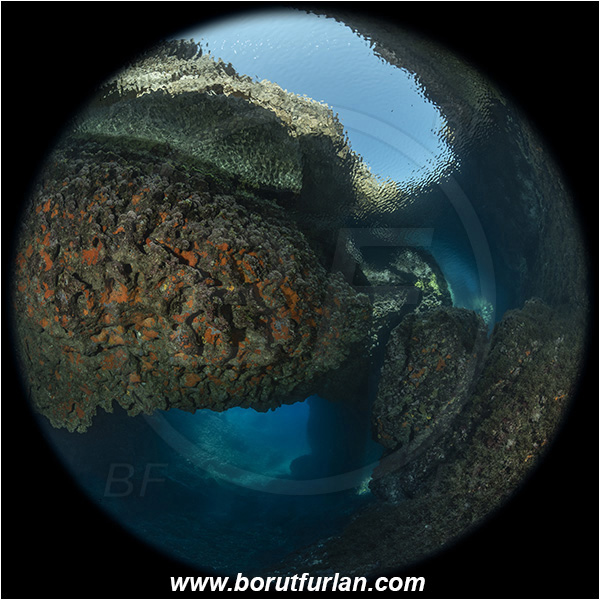 Island Susac, Croatia, Adriatic Sea, Mediterranean sea, Cave, Circular image, Circular Fisheye lens, Bridge, Sea lake