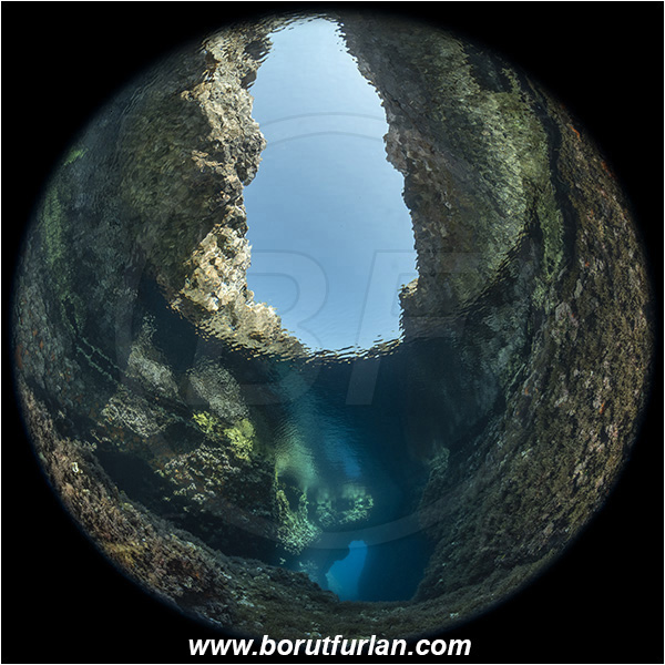 Island Susac, Croatia, Adriatic Sea, Mediterranean sea, Cave, Circular image, Circular Fisheye lens, Bridge, Sea lake