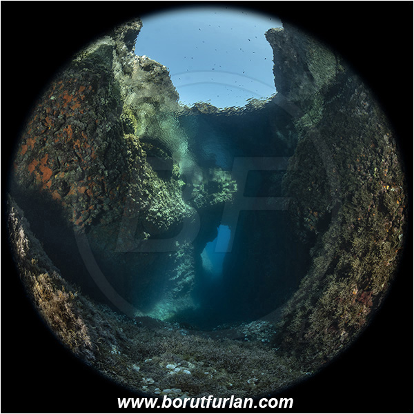 Island Susac, Croatia, Adriatic Sea, Mediterranean sea, Cave, Circular image, Circular Fisheye lens, Bridge, Sea lake